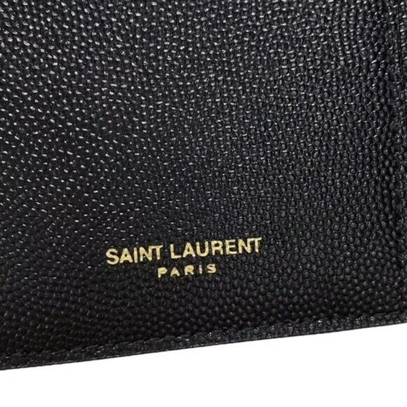 Auth SAINT LAURENT PARIS Uptown Black Gold Hardware Double-hook Wallet 383-11524 - Picture 9 of 10